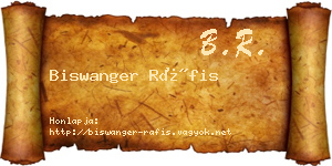 Biswanger Ráfis névjegykártya